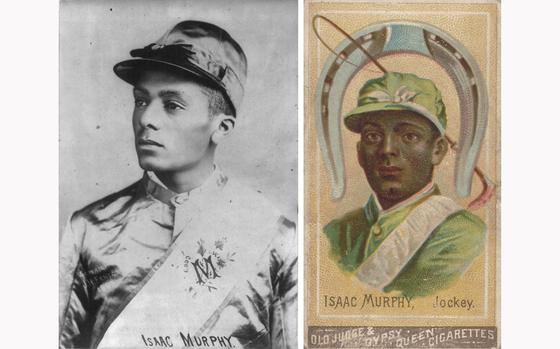 A portrait of Isaac Murphy in jockey uniform, c. 1895. He won his first of three Kentucky Derby crowns in 1884. (MUST CREDIT: Library of Congress photo)