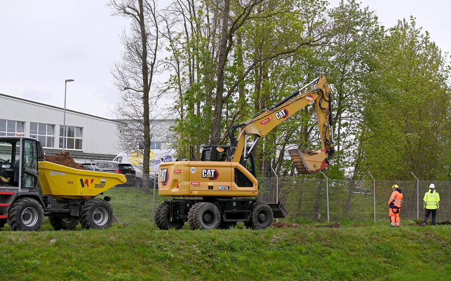 Construction on a new hydraulic containment system designed to remove toxic PFAS chemicals from the groundwater begins at U.S. Army Garrison Ansbach, Germany, on April 10, 2024.