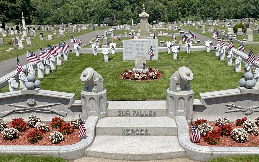 The Civil War Memorial at Riverside Cemetery in Saugus, Mass., on July 7, 2021.