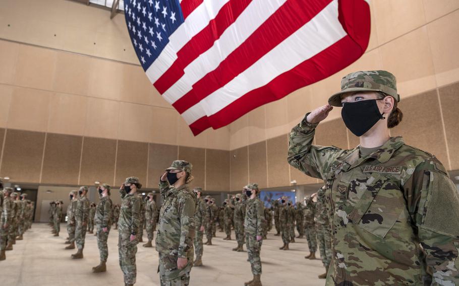 Airmen graduate basic military training Apr. 23, 2020, at the 323rd Training Squadrons Airman Training Complex on Joint Base San Antonio-Lackland, Texas. Airmen and guardians now can file restricted or unrestricted reports for sexual harassment, similar to sexual assault reporting.