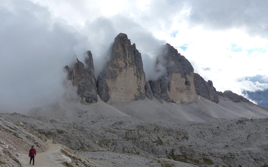 Fog rolls in toward Tre Cime di Lavaredo, Italy’s famous three peaks. In contrast to Italy’s historic metropolises of Rome and Florence, the mountainous northern region of Trentino, South Tyrol feels like another planet.