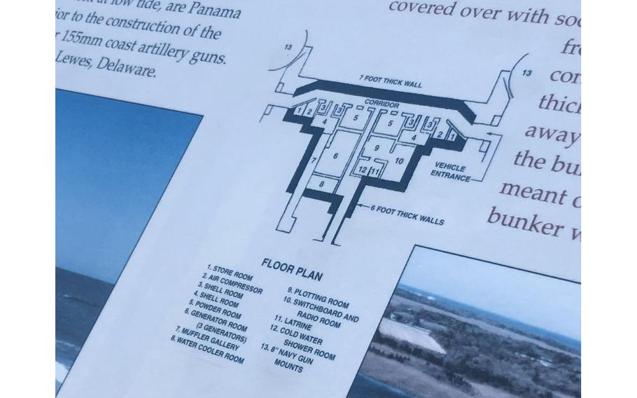 A diagram on a placard near Battery 223 in Cape May shows the floor plan of the old WWII bunker.