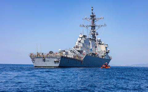 The guided-missile destroyer USS Higgins, seen here in the Philippine Sea on April 24, 2025, conducted a freedom-of-navigation operation near the contested Scarborough Shoal on Aug. 14, 2025. 