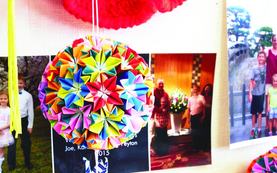 An intricate origami gift hangs on the wall in the Terauchi Daini temporary housing complex community room Feb. 11, 2016, in Minamisoma, Japan. The housing area’s residents give these gifts to visitors and volunteers, many of whom come from U.S. military bases in Japan. 