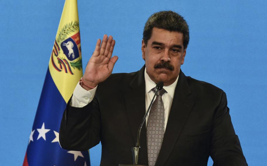 President of Venezuela Nicolas Maduro gestures during a briefing at Miraflores Palace on Feb. 17, 2021 in Caracas, Venezuela. 