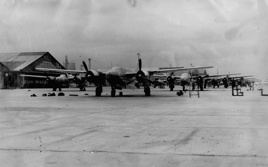 A-26 Invader light bombers from the 3rd Bomb Group were stationed at Yokota Air Base, Japan, between 1945 and 1950.