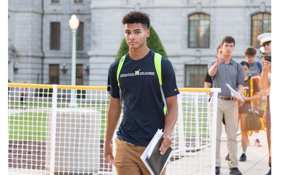 The U.S. Naval Academy in Annapolis, Md., welcomes the midshipman candidates, or plebes, of the Class of 2026 during Induction Day, Thursday, June 30, 2022. I-Day marks the beginning of a demanding six-week indoctrination period called Plebe Summer, intended to transition the candidates from civilian to military life.