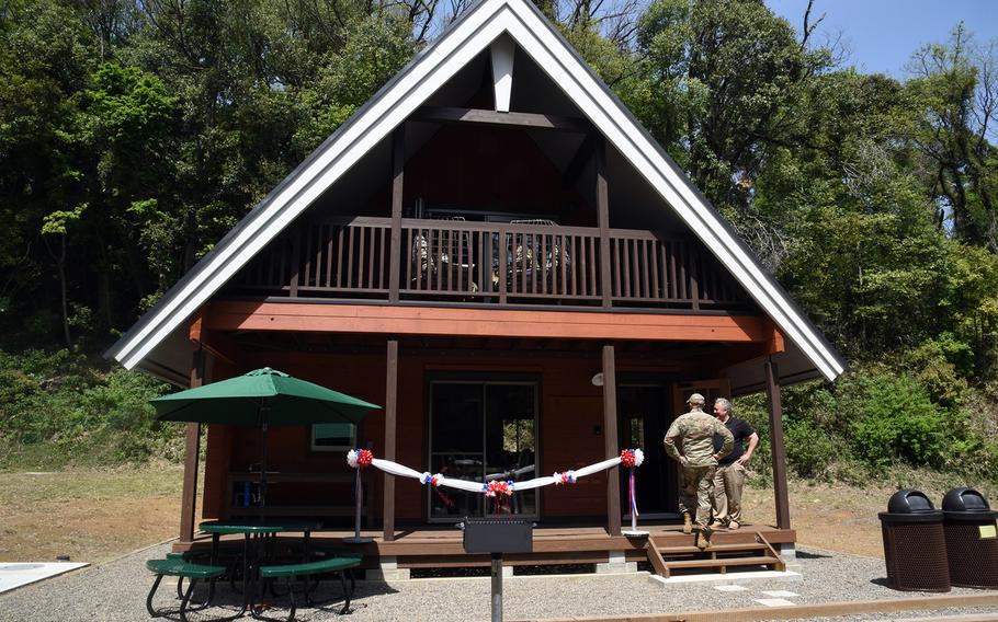 Tama Hills officials show off the recreation area's new rental cottage, April 21, 2023. 