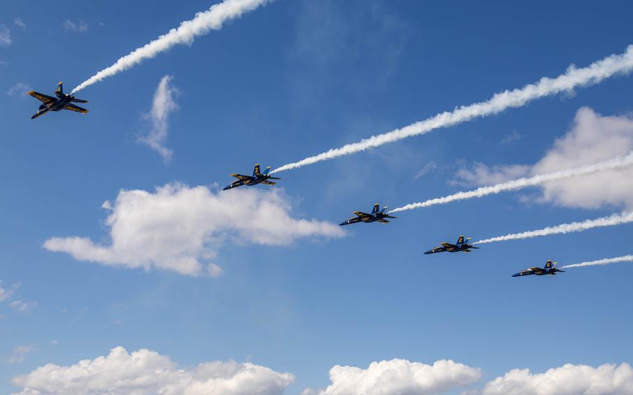 The Blue Angels perform during the MCAS Cherry Point Air Show, Saturday, May 11, 2024, at MCAS Cherry Point, N.C. 