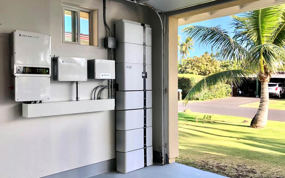 Solar-power hardware was installed in 2022 in this home at the Army’s Aliamanu Military Reservation in Honolulu as part of a solar-clustering pilot project that will now expand to hundreds of homes.