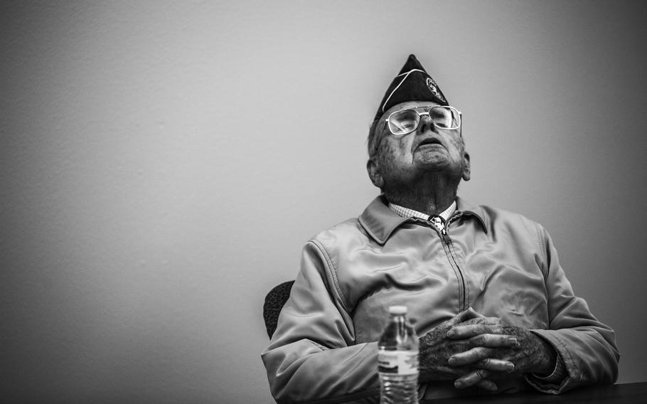 World War II veteran Bill Overmier, a Bataan Death March survivor, attends an event at the White Sands Missile Range in New Mexico on March, 2019, 2016, as he recalled how he joined the New Mexico National Guard to earn extra money for a degree at the University of New Mexico. According to reports on Aug. 17, 2021, Overmier died at his home in Albuquerque on Aug. 2. He was 101.