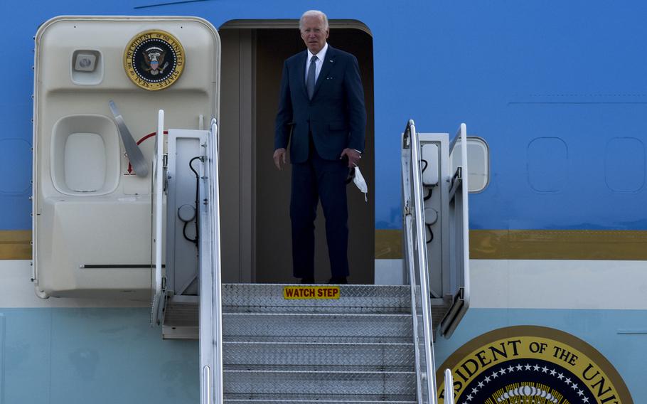 President Joe Biden prepares to board Air Force One at Yokota Air Base in western Tokyo, Tuesday, May 24, 2022.