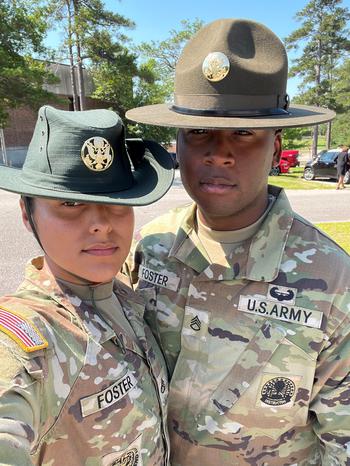 Staff Sgts. Lionor and Marquis Foster are married with two children and both work as drill sergeants at Fort Jackson, S.C. They rely on 24/7 child care provided at the base to be able to work long hours, overnight and weekends. 