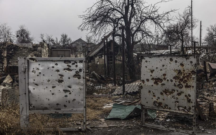 Destroyed homes in Lyman, where residents expect Russia will inevitably invade for a third time. 