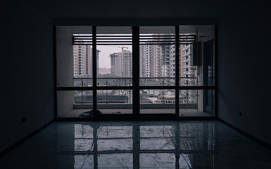 View from inside an apartment in a nearly completed building at Iraq Gate in Baghdad in September 2022. 