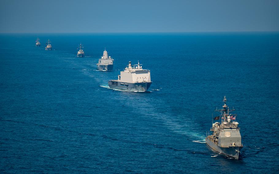 Ships at sea.
