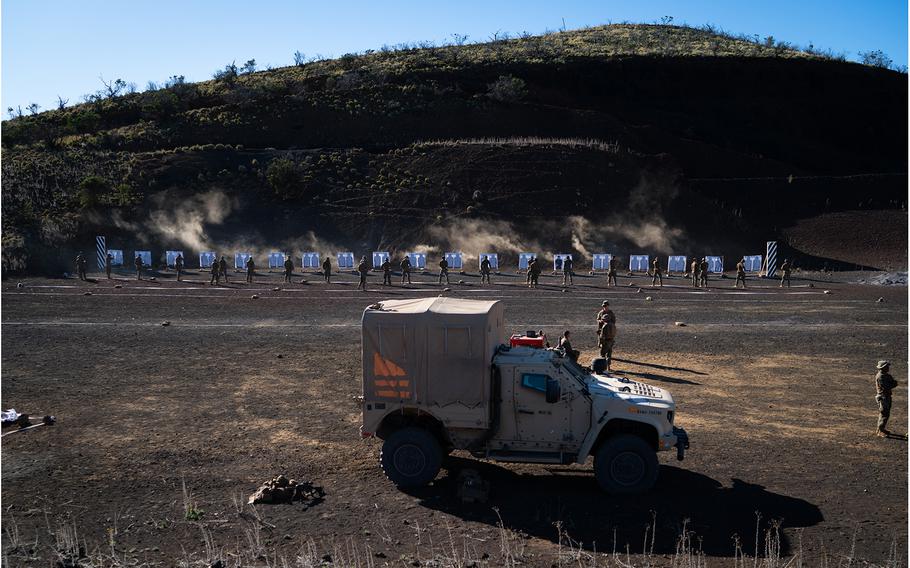 Marines train at a firing range in January. 