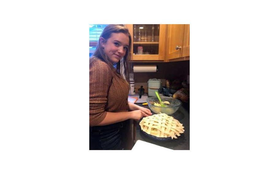 Hannah Wachsman bakes a pie in this undated photo. Wachsman, the inspiration for “Hannah’s Creative Cooking,” was killed in a traffic accident on March 26, 2021. 