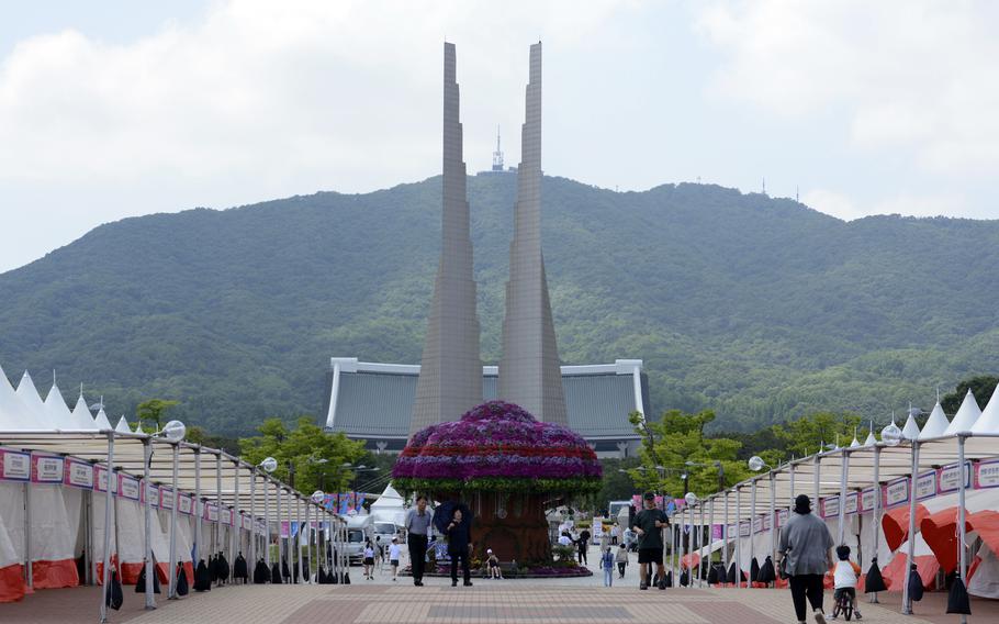 People visit during an event in South Korea.