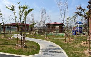 A new housing complex at Camp Humphreys, South Korea, includes three new playgrounds, two of which were designed for children ages 2-5, and an underground parking garage. 