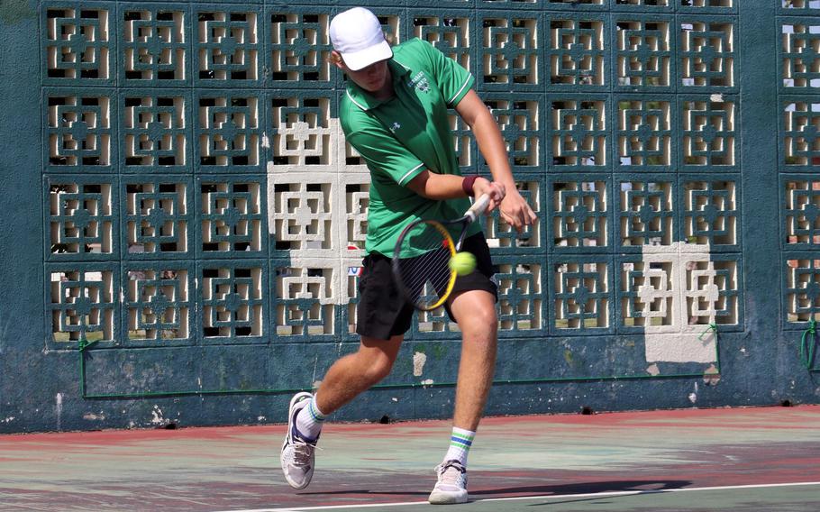 Kubasaki's Owen Ruksc and his teammate Jacy Fisk won their second-round match but were knocked out in the quarterfinals of the Far East tennis boys doubles.