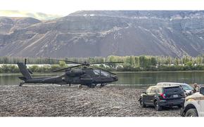 An Army AH-64 Apache helicopter made a hard landing after striking power lines over the Columbia River on Friday, Sept. 29, 2023.