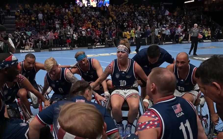 The United States of America wheelchair basketball athletes competed in the finals and won gold during the Invictus Games Düsseldorf 2023 in Düsseldorf, Germany, on Wednesday, Sept. 13, 2023.