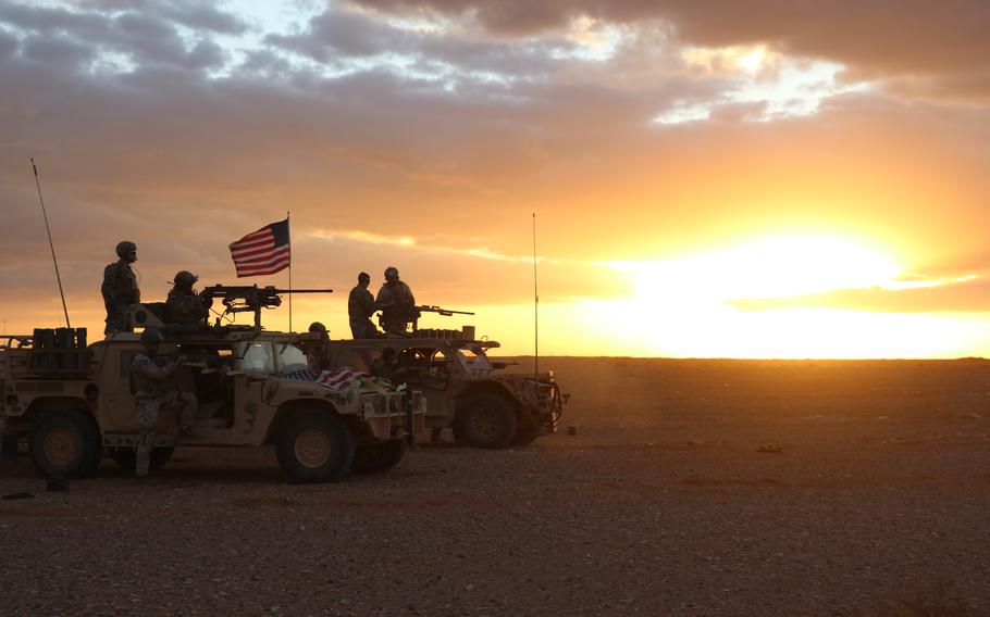 Members of 5th Special Forces Group conduct weapons training during counter Islamic State operations at al-Tanf garrison in southern Syria in November 2017.