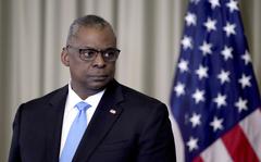 U.S. Secretary of Defense, Lloyd Austin, attends a press conference after the meeting of the Ukraine Security Consultative Group at Ramstein Air Base in Ramstein, Germany, Tuesday, April 26, 2022. (AP Photo/Michael Probst)