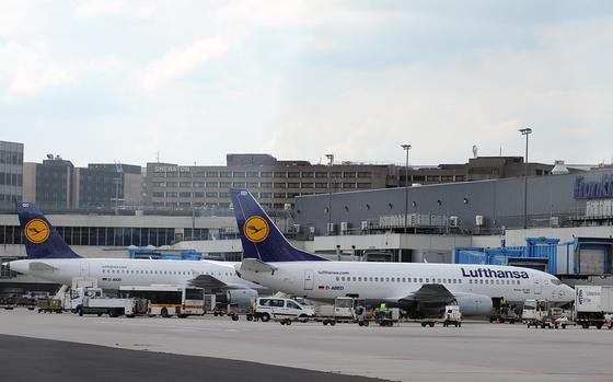 Lufthansa planes wait at a Frankfurt International Airport terminal in 2019. The fast pace of vaccinations in the U.S. has prompted the European Union to begin the process of loosening travel rules for Americans who have proof they've been fully immunized, paving the way for tourist travel this summer. 

Michael Abrams/Stars and Stripes