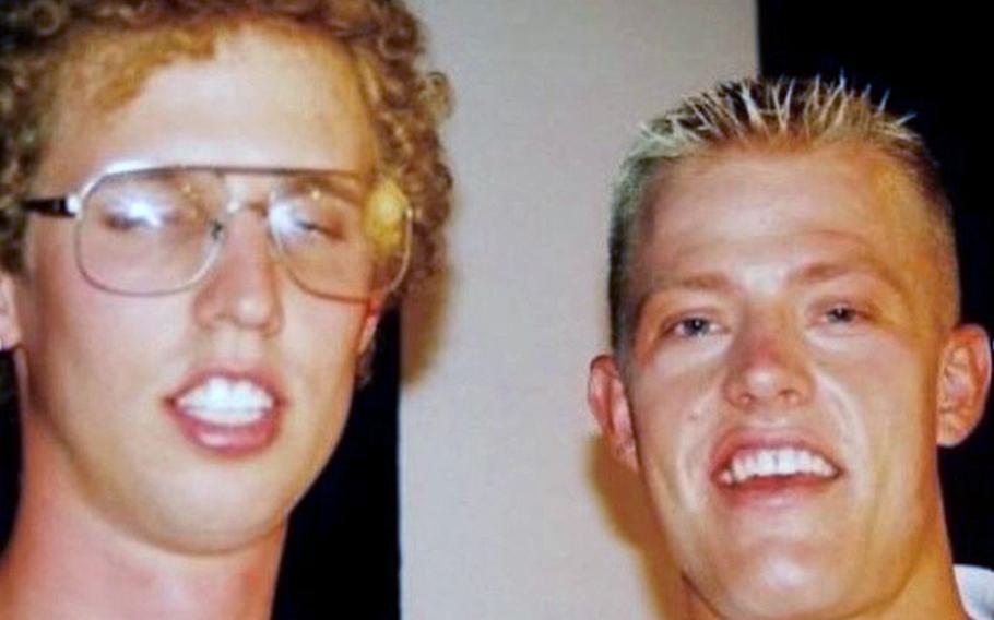 Actor Trevor Snarr, right, played Don, who bullied the eponymous protagonist of Napoleon Dynamite," played by Jon Heder, left. Snarr said he drew inspiration for his acting from his time in the Air Force.