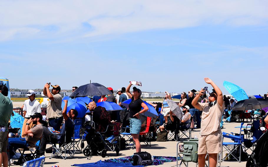 People look up in the sky