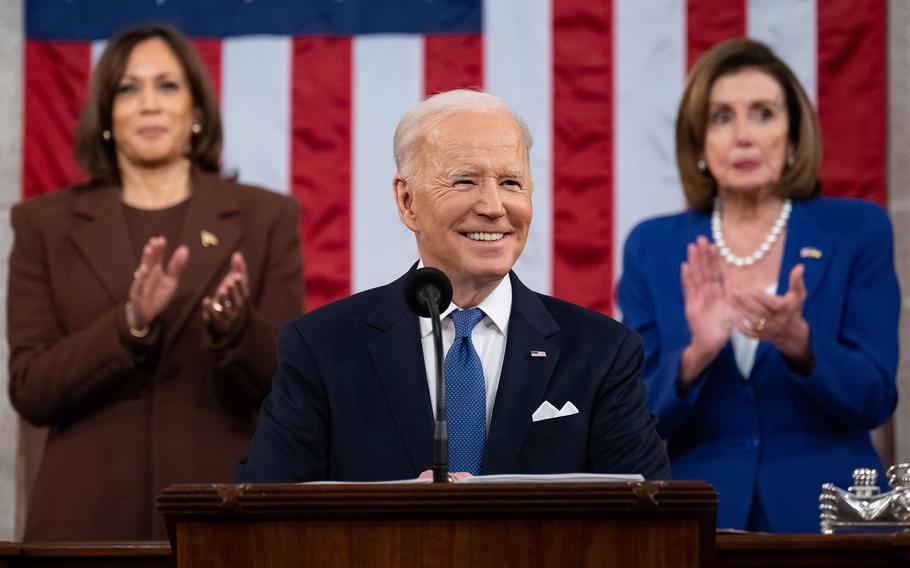 U.S. President Joe Biden delivers the State of the Union address to a joint session of Congress in the U.S. Capitol House Chamber on March 1, 2022, in Washington, DC.