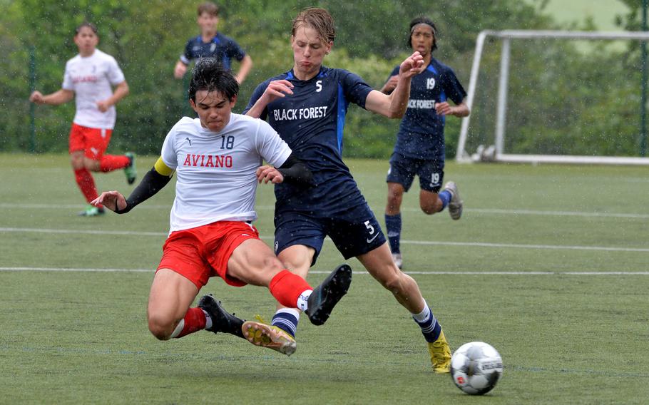 Xavier Fox clears the ball.