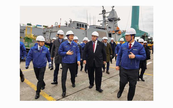 Secretary of the Navy Carlos Del Toro meets with top shipbuilding industry executives in South Korea on Feb. 28, 2024, as he toured some of the world’s most technologically advanced and prolific shipyards. 