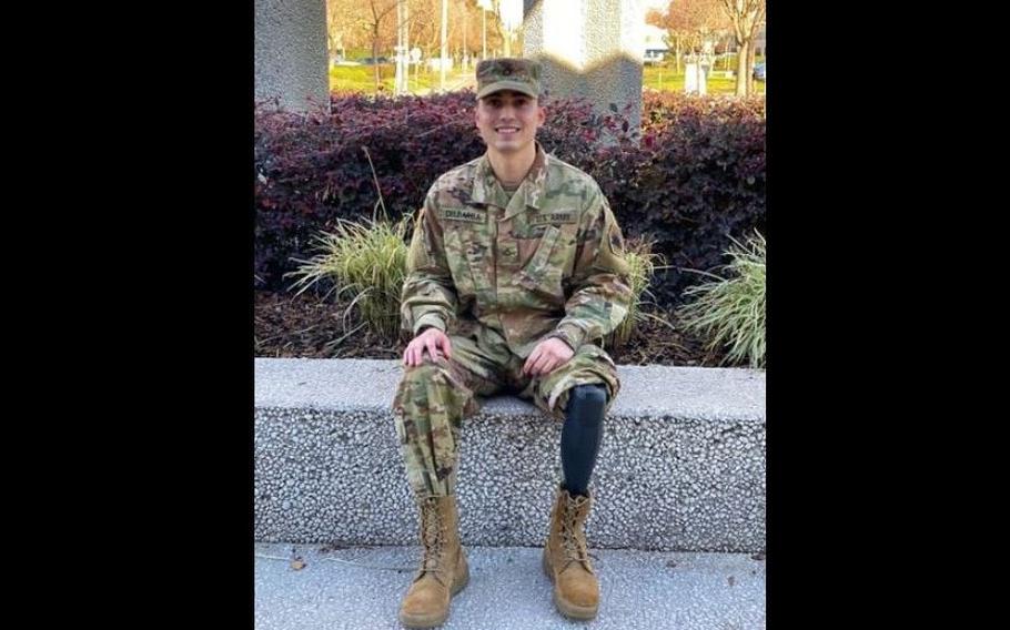 Dez Del Barba in uniform.  Mark Del Barba, director of development and co-founder, and Kamini Del Barba, vice president and co-founder, are the parents of Dez Del Barba, 21, who developed Streptococcus A, a type of strep throat, just five weeks into basic training for the U.S. Army at Fort Benning in Georgia. Even though he was seen by eight medical professionals at his base, none of them provided the basic care he needed, his parents said.