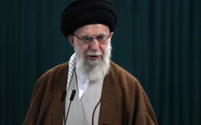Iranian Supreme Leader Ayatollah Ali Khamenei speaks with media members in Tehran on May 10, 2024.