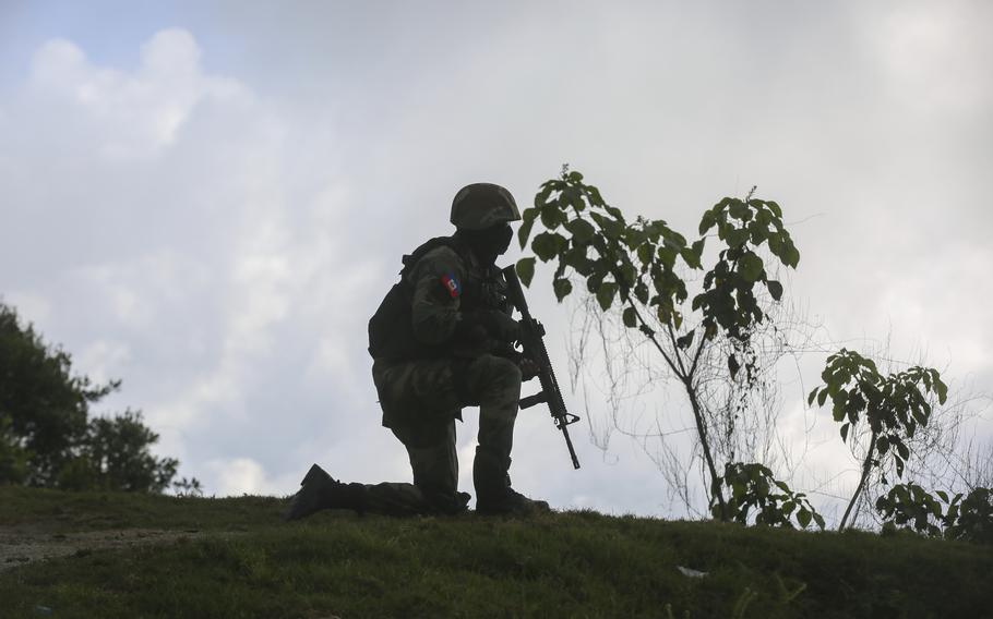 A soldier carries out an anti-gang operation