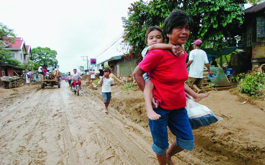 The town of Infanta, one of the distribution points for U.S. Marines delivering aid, became a muddy swamp after massive storms and mud slides.