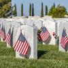 Flags respectfully placed for Memorial Day for Veterans of Foreign Wars at rest at Sacramento Valley National Cemetery located in Dixon, California.