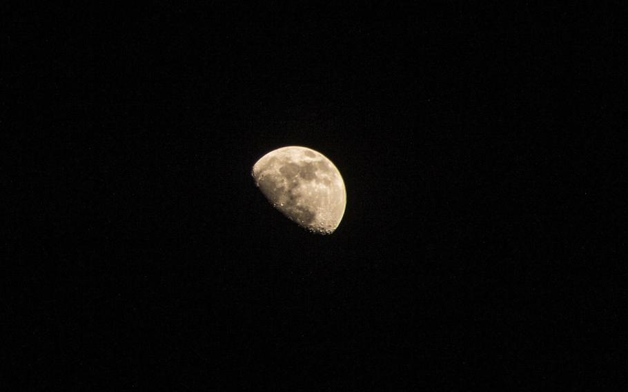 The moon seen from aboard the Wasp-class amphibious assault ship USS Iwo Jima Feb. 4, 2020.