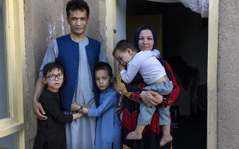 Abdul Rashid Shirzad with his family in Kabul, Afghanistan, on July 1, 2021.