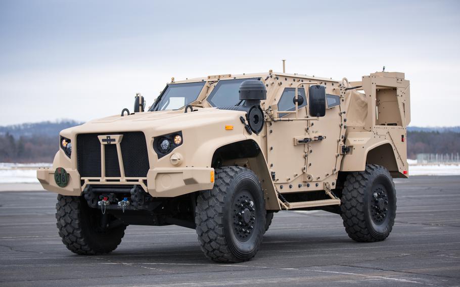 A Joint Light Tactical Vehicle is on display at Fort McCoy, Wis., in 2018.