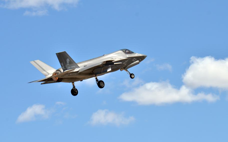 A Marine Corps F-35B Lightning II stealth fighter takes off from Royal Australian Air Force Base Tindal in the Northern Territory, Thursday, Sept. 1, 2022.