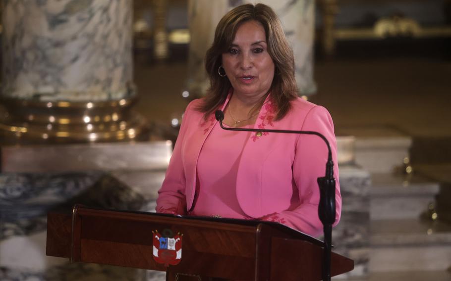 Peruvian President Dina Boluarte. 
