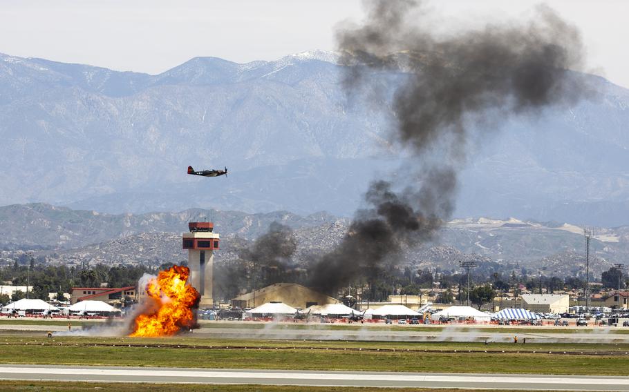 Warbird aircraft thrill crowds with live pyro 