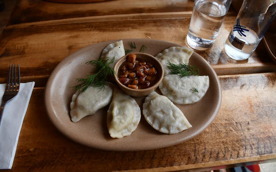 The meat-filled dumplings at Under the Eagle-Pod Orlem in Newmarket, England, were a hit for the lone adult at the table.  