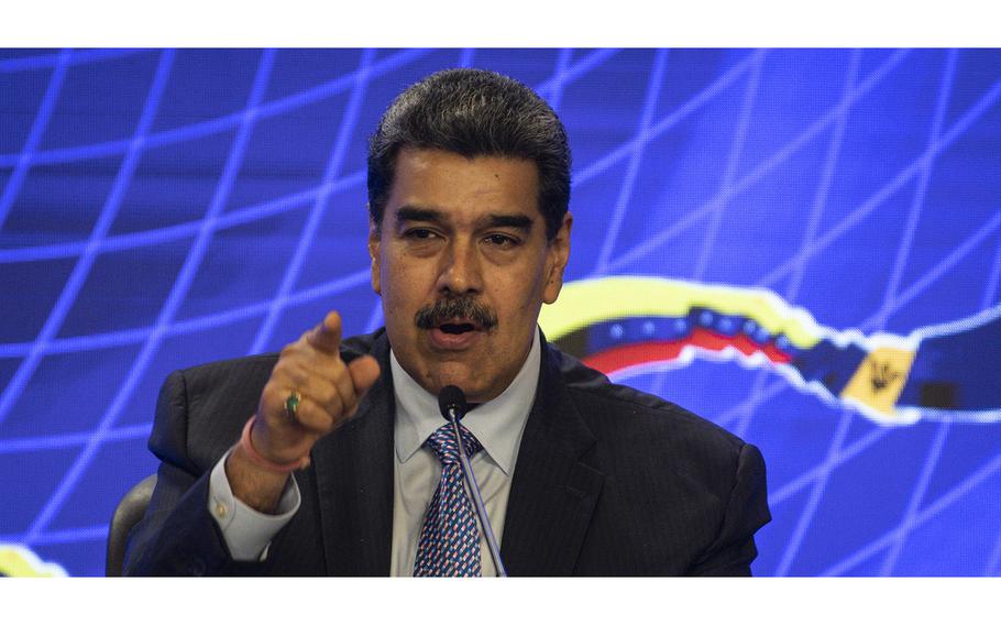 President of Venezuela Nicolas Maduro speaks at the Miraflores Palace on July 8, 2023, in Caracas, Venezuela.