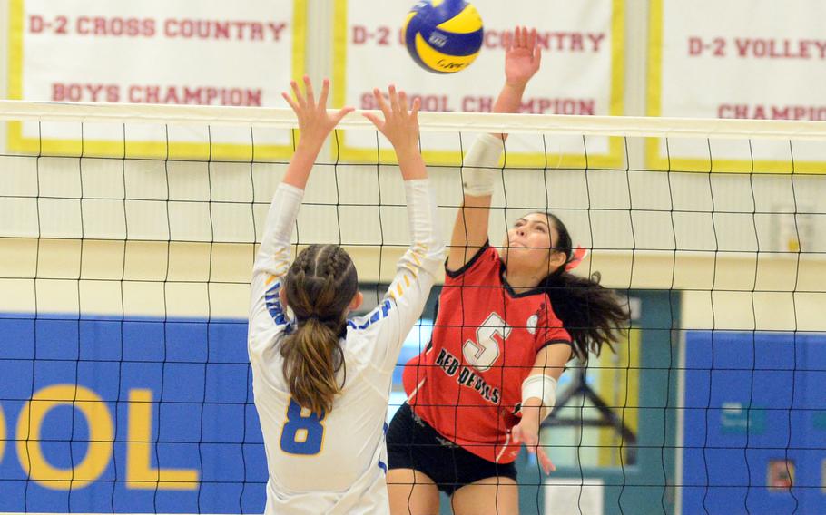 Layna Alvarez connects.