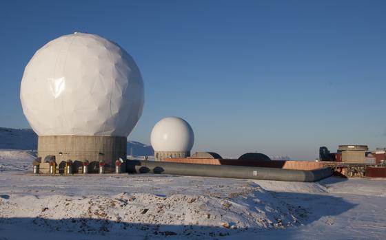 These two radomes, operated by the people of Detachment 1, 23rd Space Operations Squadron at Thule Air Base, Greenland, help track polar orbiting satellites.
Patrick Dickson/Stars and Stripes